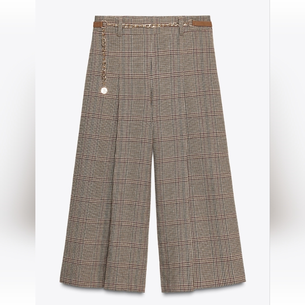 ISO ZARA Houndstooth Pleated Long Shorts In Size XS